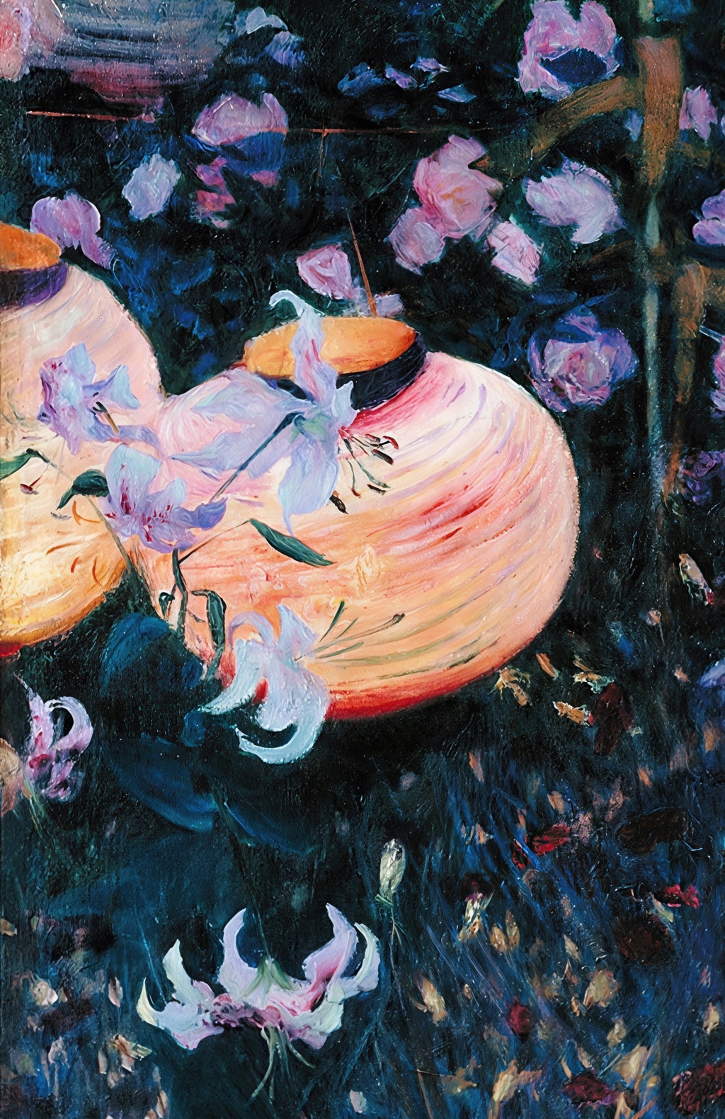 Lanterns among the flowers in Carnation, Lily, Lily, Rose